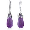 Bling Jewelry Gemma Stile Occidentale Quarzo Viola Tinto Orecchini A Goccia Allungati A Goccia In Filigrana Con Leva Per Le Donne .925 Sterling Silver