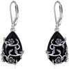 YFN Orecchini pendenti in tormalina nera, in argento Sterling, con chiusura a monachella, con cristalli, gioielli curativi, protezione spirituale, regali per donne e ragazze, Normal, Argento sterling,