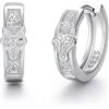 PARYFO Orecchini a cerchio da uomo in argento Sterling 925, con lupo, retrò, argento, nero, oro, vichingo, norreno, gioielli regalo per Natale e compleanno, 15 * 4 mm, Argento sterling, Non pietra
