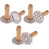 MiOYOOW 3 Pezzi Timbro per Biscotti, Stampo per Biscotto in Metallo con Manico in Legno, Formine per Biscotti per Pane, Muffin Fai Da Te, Set Timbri per Torte, Diametro 7.7/6 cm