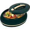 Pinnacle Elegante casseruola ovale isolata, coperchio aperto con una sola mano, 0,9 l, di lusso, scaldavivande, ciotola termica per buffet/feste, contenitore per alimenti caldi in acciaio inox, pino scuro