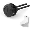 AHRLIC Pulsante di ricambio per sciacquone, nero, doppio pulsante di scarico per WC, 38 mm, pulsanti WC con due aste, kit di pulsanti di scarico rotondi per cassetta del bagno, serbatoio WC, accessori