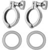 ULTECHNOVO Fascetta stringitubo Tri-Clamp in acciaio inox 304 da 3,8 cm con dado ad ala e guarnizione in silicone, montaggio rapido igienico senza attrezzi, per alimenti, bevande, farmaceutica e