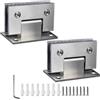 Yuaaoh Set di 2 cerniere per porta in vetro doccia a 90 gradi, cerniera a perno in vetro in acciaio inox 304, cerniera per porta del bagno senza telaio, 8-12 mm, adatta, spazzolata argento