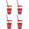 Snips, Bicchieri Coca-Cola con Cannuccia 0.5 L, Set Bicchieri Plastica 4 Pezzi,Made in Italy