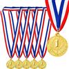 Juvale Medaglie per i Vincitori con Collane a Nastro, Confezione da 6 Medaglie d'Oro da Primo Posto, 5 cm di Diametro Ciascuna