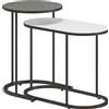 HOMCOM Set 2 Tavolini da Salotto Impilabili con Telaio in Metallo per Soggiorno e Ufficio, Grigio e Bianco | Aosom Italy