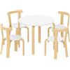AIYAPLAY Set Tavolo e Sedie per Bambini 3-8 Anni 5 pz con Bordi Arrotondati in Legno Bianco | Aosom Italy