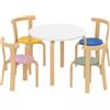 AIYAPLAY Set Tavolo e Sedie per Bambini 3-8 Anni 5 pz con Bordi Arrotondati in Legno Multicolore | Aosom Italy