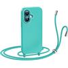 N NEWTOP Cover CV35 Compatibile iPhone 17, Custodia TPU Silicone Semi Rigido Case Liscia Guscio Laccio Tracolla Cellulare Girocollo Collana Protettiva Anti Urto Laccetto Regolabile (Turchese)
