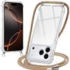 Oelrstfe Cover con Cordino per iPhone 17 Pro, Trasparente Silicone Custodia con Regolabile Collana Laccio Tracolla, Antigraffio Proteggere Case Corda per iPhone 17 Pro, Giallo
