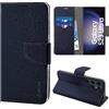 N NEWTOP Cover Compatibile con Samsung Galaxy S23 ULTRA, HQ Lateral Custodia Libro Flip Chiusura Magnetica Portafoglio Simil Pelle Stand Protezione Completa Case TPU Anti Urto (Blu)