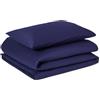 Amazon Basics Set Copripiumino Singolo in Cotone Organico, 2 Pezzi, Copripiumino da 135 x 200 cm e 2 Federe da 50 x 80 cm, Blu navy