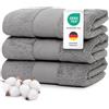 Wolkenfeld Set Asciugamani Bagno 3 Pezzi Premium - 30x50cm - Puro Cotone Low Twist 550 g/m² - Certificato OEKO-TEX®, Extra Morbidi e assorbenti, Grigio Chiaro, Set Asciugamani Bagno Viso e Bidet