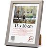 3-B Cornice portafoto MEGA - Argento - 15 x 20 cm - Cornice in legno, cornice per foto, cornice per ritratti con vetro acrilico