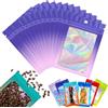 YAAVAAW Sacchetti di imballaggio richiudibili in Mylar olografico viola rosa con lamina, ziplock a prova di odore, buste per conservazione con sigillo grip, sacchetti di plastica trasparente per alimenti