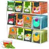 BlyeMichdi Porta Tè e Tisane 12 Scomparti, Scatola da Tè e Tisane in Acrilico, Contenitore per Bustine di Tè, Zucchero, Cialde di Caffè, Organizer per Bustine, Plastica, Trasparente, 29.6x9.8x26.4 cm