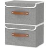 OUTBROS Scatole Portaoggetti con Maniglie, Contenitori Pieghevoli con Coperchio, Organizzatori per Vestiti, 38 x 25 x 25 cm, 2 Pezzi, Grigio
