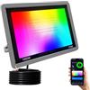JBdusn 100W Faretto LED RGB Esterno Proiettore, Smart RGBCW Proiettori Colorato con Controllo APP Bluetooth/Wifi, Luci per feste dimmerabili che cambiano colore per Disco Party Halloween Stage Lights