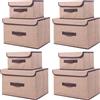 NCRGB Scatole Portaoggetti in Tessuto,Scatole Portaoggetti Scatole per Armadio con Coperchio Set,Pieghevole,Contenitore per Armadio,Vestiti,Armadi (8pack:26cm/4pack+36cm/4pack, Beige Giallo)