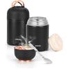 ZWOOS Termos per Alimenti 850 ml, Contenitore Termico per Alimenti Caldi con Maniglia, Portavivande Termico Acciaio Inossidabile con Cucchiaio, per Zuppa, Pasta (Nero)
