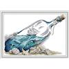 OWN4B - Kit per punto croce su tela prestampata da 11 ct, motivo: Mare in una bottiglia, kit per ricamo fai da te, 54 x 38 cm