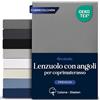 Dreamzie - Topper Lenzuola Matrimoniali 200x200 Cotone Elastico Comfort Premium 250gsm - Altezza 18 cm, Topper Sottile - Oeko-Tex - Antracite