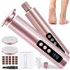 Pettidot 2 in 1 Lima Piedi Elettrica senza Fili 2600 mAh, Togli Calli Piedi 9 Velocità Regolabili 2 Testine in Nano-vetro, Pedicure Elettrico Professionale Leviga Talloni, Rosa