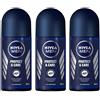 NIVEA MEN Protect & Care Roll-On Deodorante antitraspirante 3 x 50 ml da uomo con 0% di alcool deodorante roll-on con Nivea Men Care Complex regola la traspirazione per 48 ore