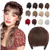 Elailite Frangia Capelli in Cerchietto a Trecce Castano, Frangetta Frontale Voluminoso 55g Extension Hair Bang Fringe Hairpiece Posticci Donna