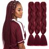 TESS 60 cm Extension per Treccine Africane Rosso Scuro, Extension Capelli Treccine 1 pcs Pezzi Jumbo Treccia (100g/Pezzi) Capelli Finti per Treccine