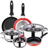 Pentole San Ignacio in acciaio inossidabile da 5 pezzi con fondo a induzione e coperchi in vetro resistente