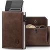 DODENSHA MagSnap Portafoglio da uomo Slim Wallet con scomparto per monete XL per 10+ monete, portafoglio da uomo per 10+ carte di credito, chiusura magnetica,protezione RFID (Marrone Argento)