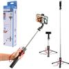Hama Treppiede per selfie 30-110 cm con scatto foto/video (ultraleggero 195 g, dimensione della confezione 24 cm, bastone per selfie con treppiede e telecomando Bluetooth, supporto universale per