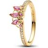 PANDORA Anello da donna Disney Principessa Rapunzel Tiara Oro 163651C01, 56/17,8, Argento sterling, Zirconia cubica