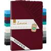 Lavea® Lenzuolo con Angoli Matrimoniale 180x200 cm - Jersey 100% Cotone - Per Materassi Topper fino a 12 cm - Con Elastico Tutto Intorno - Certificato OEKO-TEX - Bordeaux