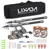 Lixada Canna da pesca Combo Set 1.5/1.8/2.1/2.4m 2PCS Rod Reel Canna da pesca telescopica in fibra di carbonio Mulinelli da pesca Set da pesca con ganci Esche morbide Barile Girelle Borsa di