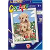 Ravensburger CreArt: Golden Retriever Coccolosi - Dipingere con i Numeri per Bambini 7+ Anni, Kit Pittura con Tavole, Cornice, Pennello e Colori Inclusi, 14 x 19 cm, Idee Regalo