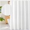 Gibelle Tenda da doccia bianca, 3D goffrata a spina di pesce, tessuto moderno per casa colonica, decorazione da bagno, set di tende in panno morbido con ganci, 182 x 183 cm