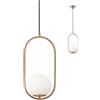 Redo Group Italia Srl Lampadario a sospensione Niva a 1 luce con struttura oro satin e nero sfera bianco opale d.15 cm 1XE14 EDO01-2624/20