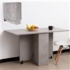 BAKAJI Tavolo da Pranzo Salvaspazio Scrivania Pieghevole con Ruote Cemento 140x75x74cm
