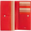DUDU Portafoglio Donna Pelle RFID Design Colorato Lungo con Portamonete Zip 18 Porta Carte e Chiusura a Bottone Rosso fiamma