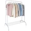 Relaxdays Appendiabiti Relaxdays, HxLxP: 148 x 110 x 55 cm, con ripiano e 2 aste, Metallo, Doppio Appendiabiti, Bianco