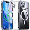 Flyzoo Cover Magnetica Trasparente per iPhone 13 - [con Pellicola di Protezione Fotocamera] [Antilngiallimento & Antiurto & Antigraffio] Custodia Rigida con Bordo in Silicone, 6,1, Trasparente