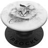 Cats by Fluffabulous Prints Gatto bianco e soffice, stile disegno, look vintage PopSockets PopGrip Adesivo