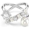 Swarovski Matrix Anello Cocktail, Gioiello Versatile con Zirconia e Crystal Pearl Bianchi, Pietre Scintillanti a Taglio Round, Design Aperto, Placcatura in Tonalità Rodio, Taglia 58