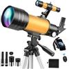 Xyvolve Telescopio Astronomico Professionale, 70/300mm Telescopio Rifrazione Portatile con Treppiede Regolabile, Telecomando, per Bambini, Principianti, Adulti per Osservare La Luna, 15-150X