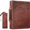 Finpac Grande custodia classica protettiva con manico, per Bibbia, in pelle vegana, per libri e chiesa, regalo unisex, Marrone, Large