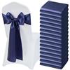 VEVOR Fasce per Sedie in Raso con Fiocchi, Fasce per Sedie per Legare, Nastri per Sedia Fiocchi di Nozze per Matrimoni, Feste, Banchetti, Coprisedie per Banchetti, 275x17 cm, 50 Pezzi, Blu Navy