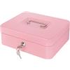 Goehiaul Cassetta di sicurezza con vassoio e serratura per soldi in metallo, per contanti, 20 x 17 x 10 cm, colore: Rosa